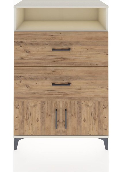 Hyperion Dolap Tek Raflı 2 Çekmeceli 2 Kapaklı 88X44X134 Aytaşı-Çam