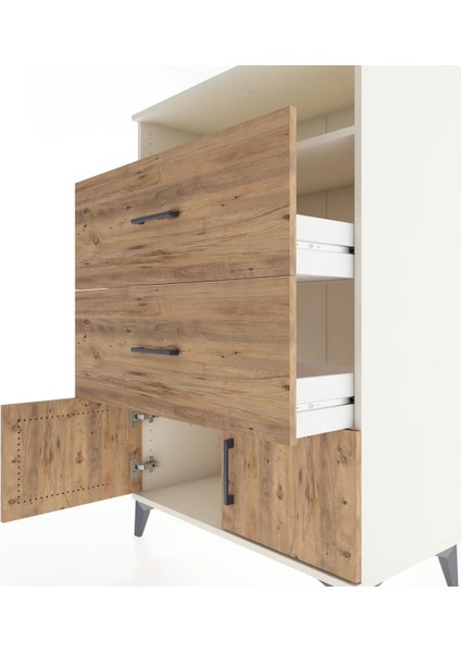 Hyperion Dolap Tek Raflı 2 Çekmeceli 2 Kapaklı 88X44X134 Aytaşı-Çam indirimleri