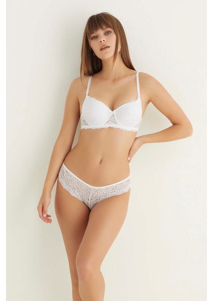Beyaz Destekli Slip Külotlu Dantelli Sütyen Takımı 4007 modelleri