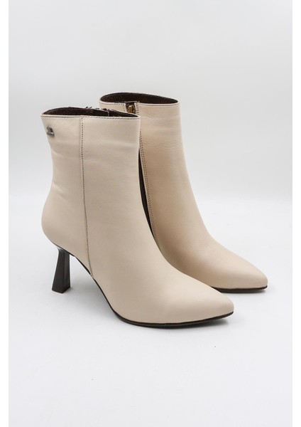 Kadın Hakiki Deri Ince Topuk Fermuarlı Bot 2554002K - Bej - 36 fiyatları