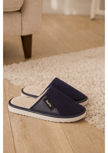 AR-060 Unisex Kadife Kumaş Içi Kürklü Kışlık Ev Terliği