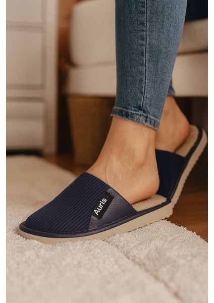 AR-060 Unisex Kadife Kumaş Içi Kürklü Kışlık Ev Terliği