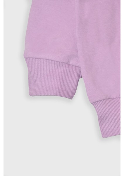 Kız Çocuk %100 Pamuk Kalp Desenli Bisiklet Yaka Trend Sweatshirt - 1022S modelleri