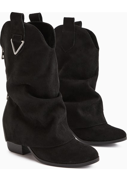 Peggy Siyah Süet Kadın Topuklu Western Çizme fiyatları
