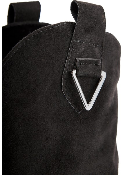 Peggy Siyah Süet Kadın Topuklu Western Çizme fırsatları