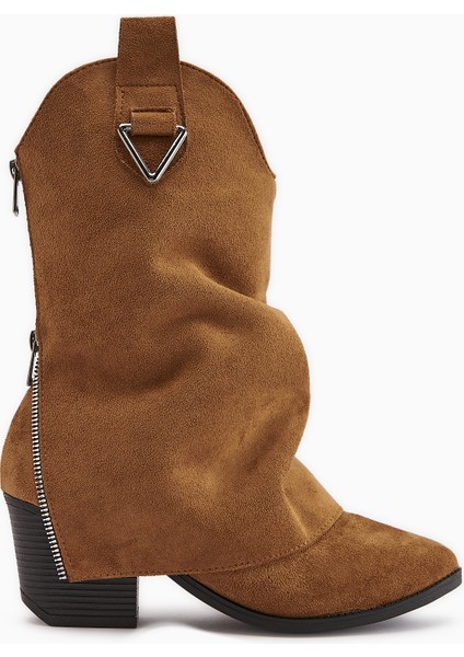 Peggy Taba Süet Kadın Topuklu Western Çizme