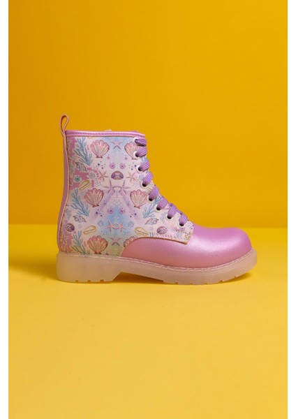 Fideli Lila Deniz Canlısı Baskılı Bağcıklı Işıklı Çocuk Bot