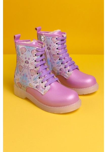 Fideli Lila Deniz Canlısı Baskılı Bağcıklı Işıklı Çocuk Bot modelleri