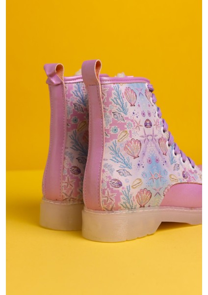 Fideli Lila Deniz Canlısı Baskılı Bağcıklı Işıklı Çocuk Bot indirimleri