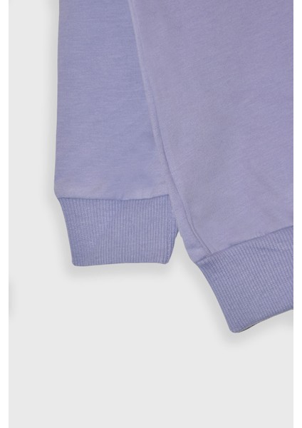 Kız Çocuk %100 Pamuk Kalp Desenli Bisiklet Yaka Trend Sweatshirt - 1022S modelleri