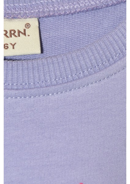 Kız Çocuk %100 Pamuk Kalp Desenli Bisiklet Yaka Trend Sweatshirt - 1022S fırsatları