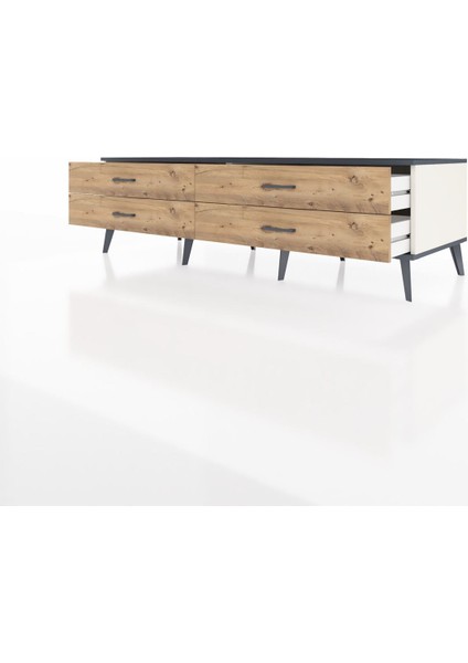 Kronos Tv Ünitesi 4 Çekmeceli 176X59X51 Aytaşı-Antrasit/çam modelleri