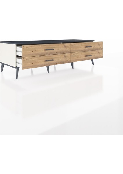 Kronos Tv Ünitesi 4 Çekmeceli 176X59X51 Aytaşı-Antrasit/çam indirimleri