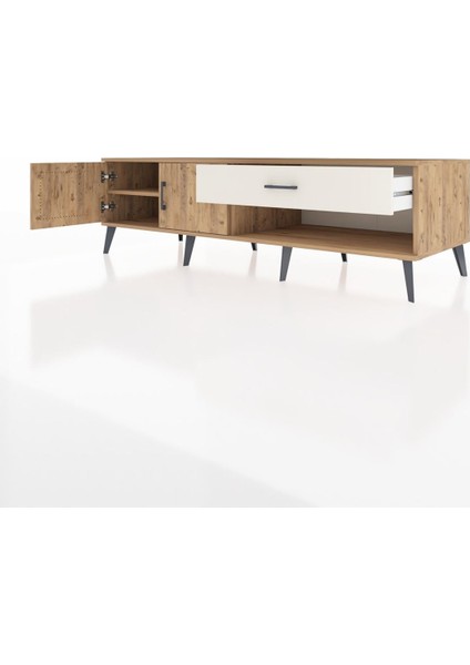 Kronos Tv Ünitesi Tek Raflı Tek Çekmeceli 2 Kapaklı 176X59X51 Çam-Çam/aytaşı modelleri