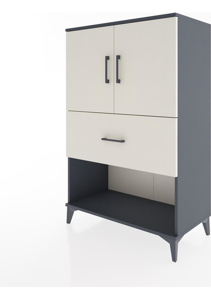 Hyperion Dolap 2 Raflı Tek Çekmeceli 2 Kapaklı 88X44X134 Antrasit-Aytaşı modelleri