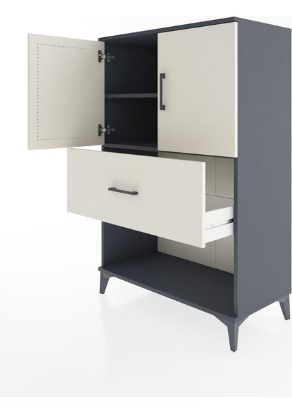 Hyperion Dolap 2 Raflı Tek Çekmeceli 2 Kapaklı 88X44X134 Antrasit-Aytaşı fırsatları