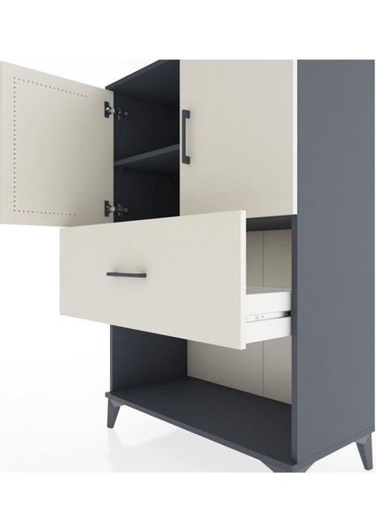Hyperion Dolap 2 Raflı Tek Çekmeceli 2 Kapaklı 88X44X134 Antrasit-Aytaşı indirimleri