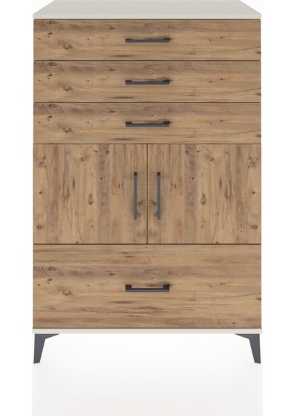 Hyperion Dolap Tek Raflı 4 Çekmeceli 2 Kapaklı 88X44X134 Aytaşı-Çam