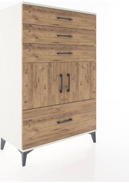 Hyperion Dolap Tek Raflı 4 Çekmeceli 2 Kapaklı 88X44X134 Aytaşı-Çam fiyatları