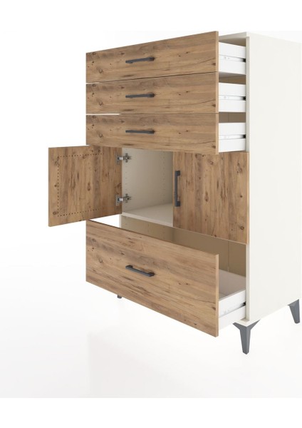 Hyperion Dolap Tek Raflı 4 Çekmeceli 2 Kapaklı 88X44X134 Aytaşı-Çam fırsatları