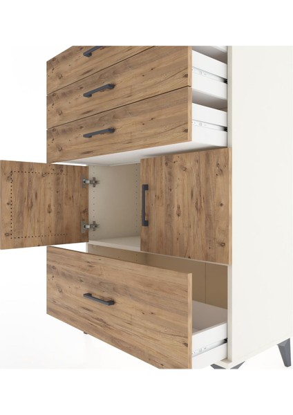 Hyperion Dolap Tek Raflı 4 Çekmeceli 2 Kapaklı 88X44X134 Aytaşı-Çam indirimleri