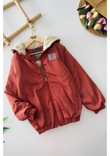 Classic Peluş Astarlı Fermuarlı Unisex Çocuk mevsimlik mont - Kiremit fiyatları