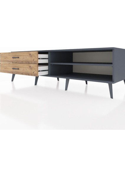 Kronos Tv Ünitesi Tek Raflı 2 Çekmeceli 176X59X51 Antrasit-Antrasit/çam fırsatları