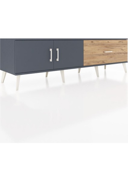 Hyperion Tv Ünitesi Tek Raflı Tek Çekmeceli 2 Kapaklı 176X44X51 Antrasit-Antrasit/çam fiyatları