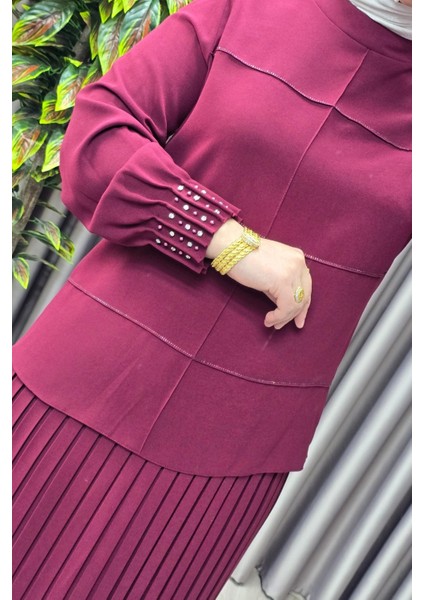 Kadın Tesettür Giyim Büyük Beden Krep Etekli Takım fiyatları