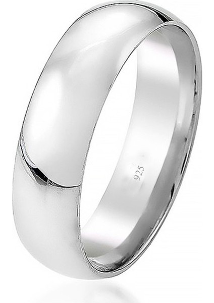 925 Ayar Gümüş Bombeli Klasik Alyans 6 mm