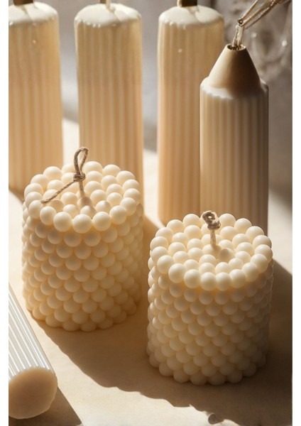 2'li Bohem Silindir Bubble Mum