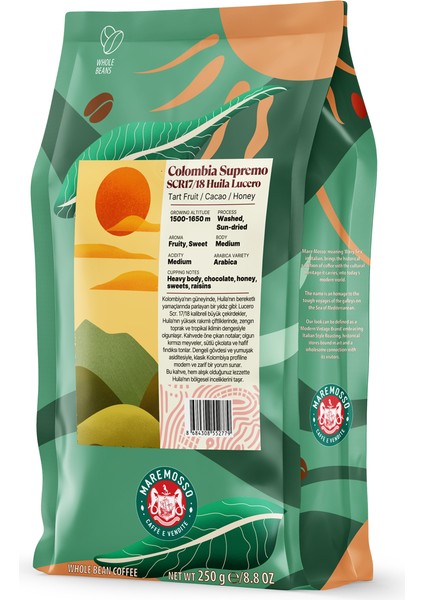 Colombia Supremo SCR17/18 Huila Lucero Yöresel Filtre Kahve 250 Gr.