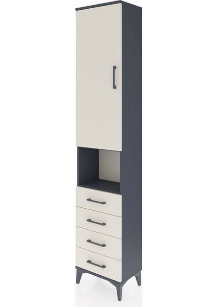 Arges Dolap 4 Raflı 4 Çekmeceli Tek Kapaklı 44X30X221 Antrasit-Aytaşı modelleri