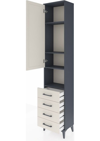 Arges Dolap 4 Raflı 4 Çekmeceli Tek Kapaklı 44X30X221 Antrasit-Aytaşı fırsatları