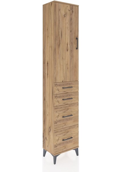 Arges Dolap 3 Raflı 4 Çekmeceli Tek Kapaklı 44X30X221 Çam-Çam fiyatları