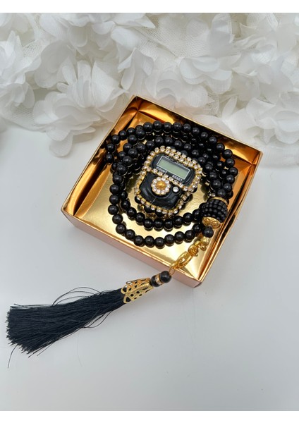 1 Adet Hediyelik Çeyizlik Gold Kutulu Tesbih ve Taşlı Zikirmatik Seti ( Mevlit-Sünnet-Hac-Umre)