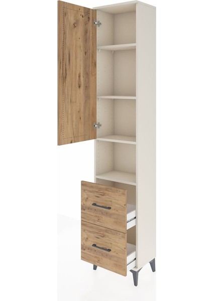 Arges Dolap 4 Raflı 2 Çekmeceli Tek Kapaklı 44X30X221 Aytaşı-Çam fırsatları