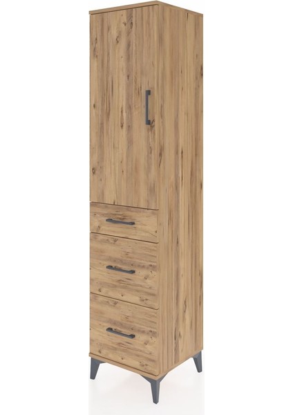 Hyperion Dolap 3 Raflı 3 Çekmeceli Tek Kapaklı 44X44X195 Çam-Çam modelleri