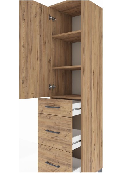 Hyperion Dolap 3 Raflı 3 Çekmeceli Tek Kapaklı 44X44X195 Çam-Çam indirimleri