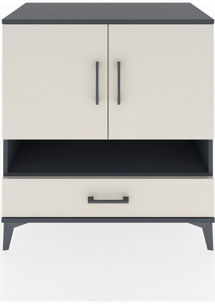 Hyperion Şifonyer 2 Raflı Tek Çekmeceli 2 Kapaklı 88X44X96 Antrasit-Aytaşı