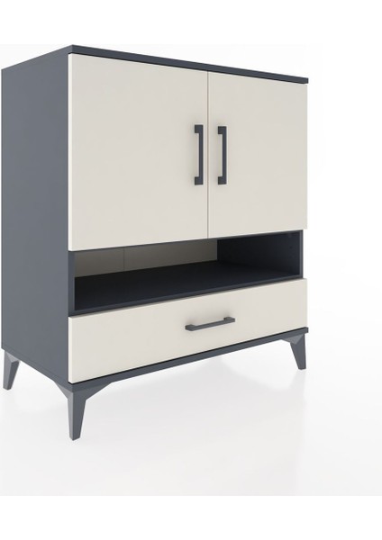 Hyperion Şifonyer 2 Raflı Tek Çekmeceli 2 Kapaklı 88X44X96 Antrasit-Aytaşı fiyatları