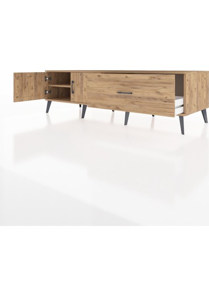 Kronos Tv Ünitesi Tek Raflı Tek Çekmeceli 2 Kapaklı 176X59X51 Çam-Çam/çam modelleri