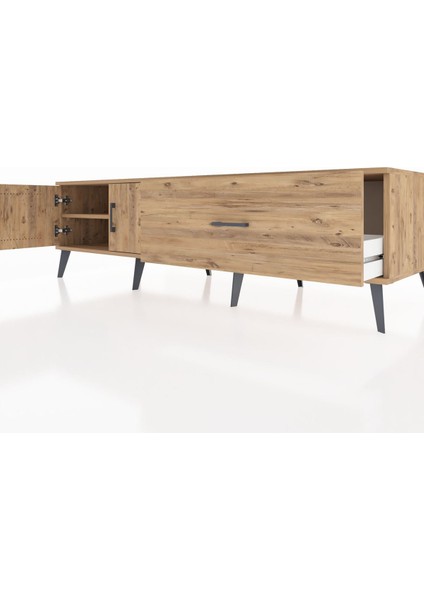 Kronos Tv Ünitesi Tek Raflı Tek Çekmeceli 2 Kapaklı 176X59X51 Çam-Çam/çam fırsatları