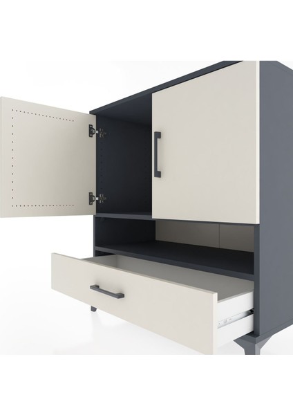 Hyperion Şifonyer 2 Raflı Tek Çekmeceli 2 Kapaklı 88X44X96 Antrasit-Aytaşı indirimleri