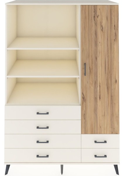 Kronos Dolap 7 Raflı 6 Çekmeceli Tek Kapaklı 132X59X195 Aytaşı-Çam/aytaşı