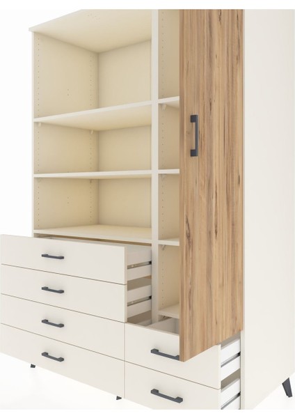 Kronos Dolap 7 Raflı 6 Çekmeceli Tek Kapaklı 132X59X195 Aytaşı-Çam/aytaşı fırsatları