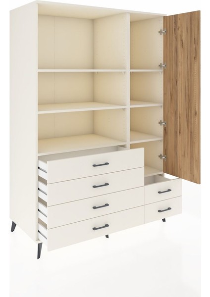 Kronos Dolap 7 Raflı 6 Çekmeceli Tek Kapaklı 132X59X195 Aytaşı-Çam/aytaşı indirimleri