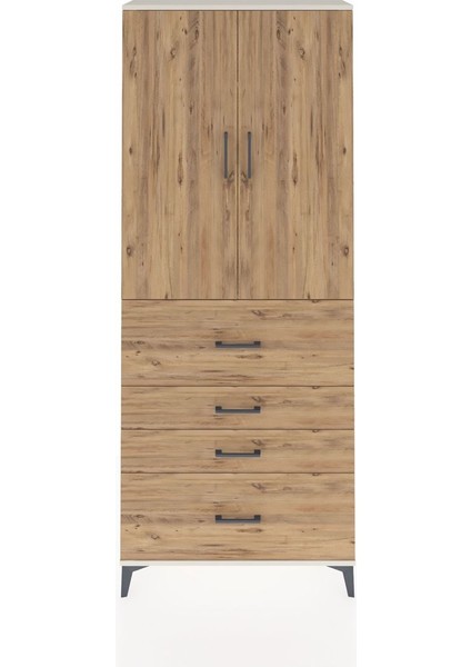 Arges Dolap 3 Raflı 4 Çekmeceli 2 Kapaklı 88X30X221 Aytaşı-Çam