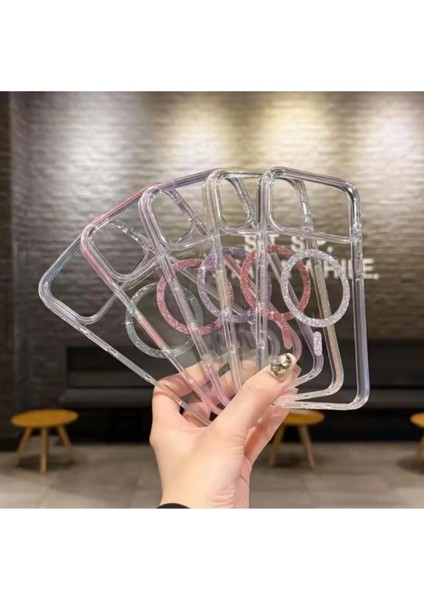 iPhone 17 Pro Max Kılıf Simli Magsafe Manyetik Halkası Shiny Şeffaf Clear Sararmaz Sert Pc Tam Kalıp fırsatları