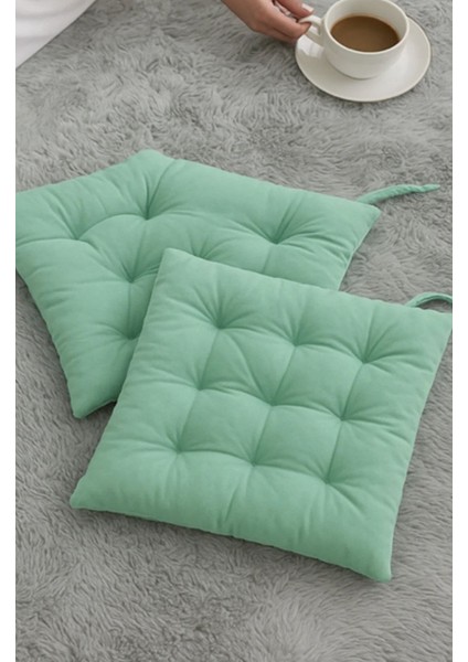 4’lü Sandalye Minderi – Bağcıklı, Çökme Yapmaz Sünger Dolgulu, Yıkanabilir – 40X40 cm